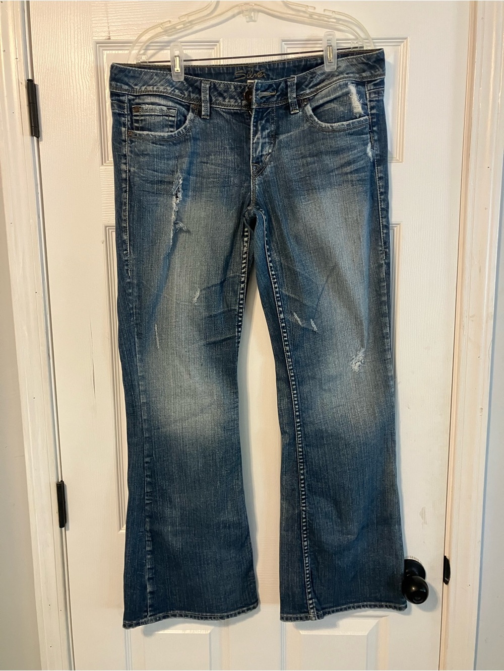 Silver Jeans Lola Bootcut Flare Ripped Distressed Rise Womens Size 32x 33